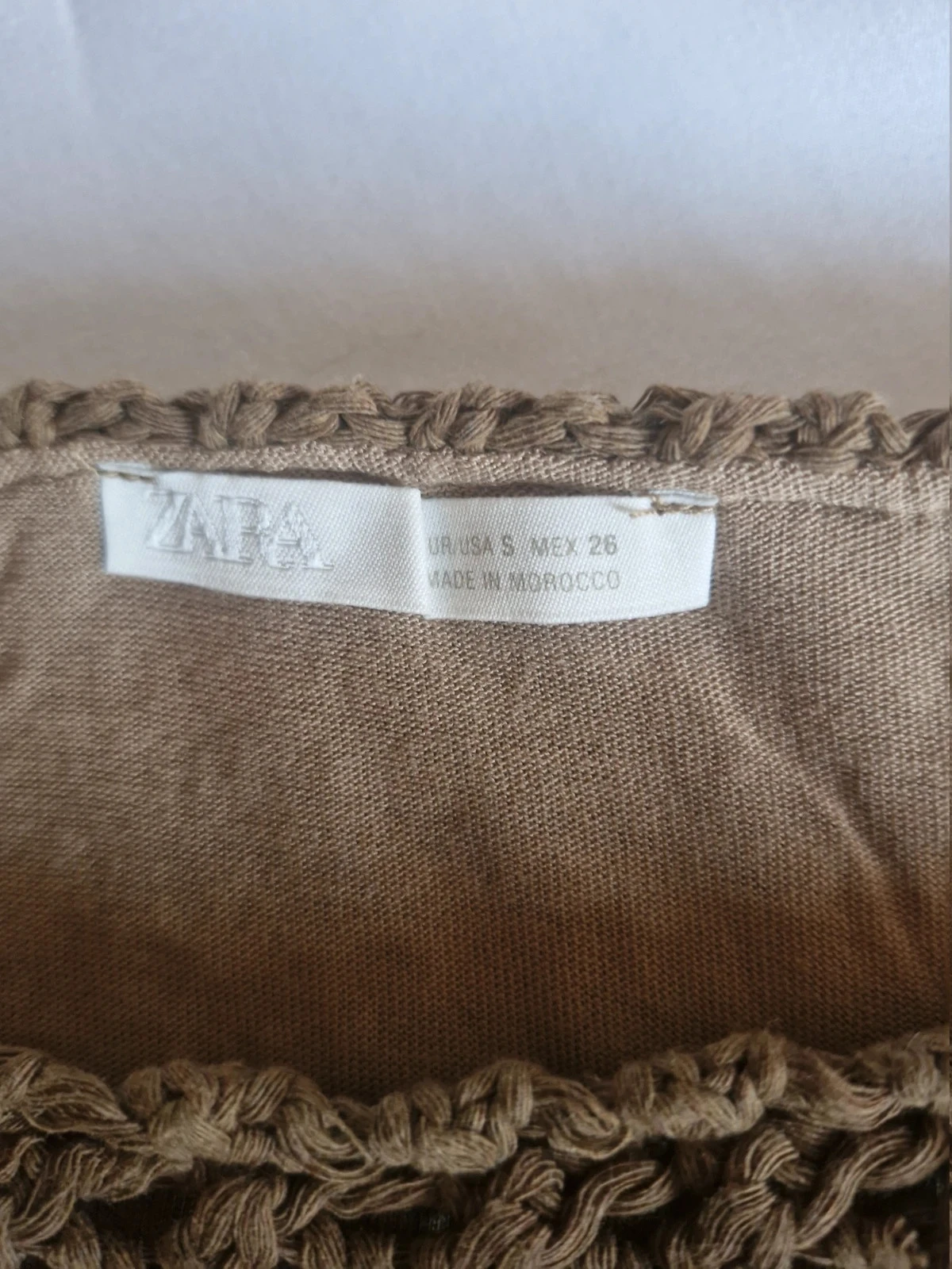 Zara short sleeve openwork sweater brown  – Size S – Fancy knit – photo 5